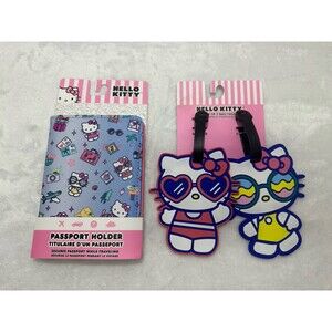 Hello Kitty Passport Holder + 2 Luggage Tags Travel Set